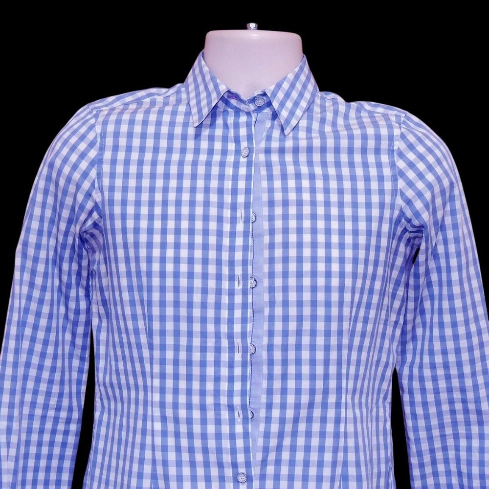 ** SOLD **      Brooks Brothers Red Fleece Women Blouse Light Blue/White